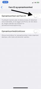 opmærksomhed ved face id på iphone